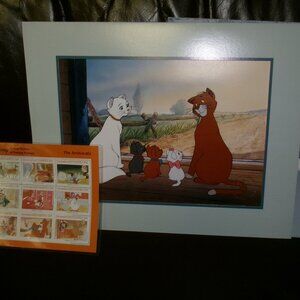 Exclusive Disney Store Aristocats Lithograph and Collectible Grenada Stamps